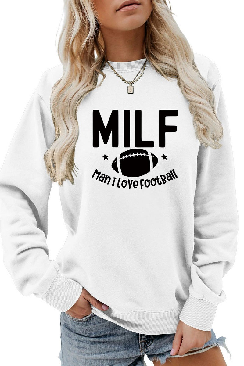 WOMEN MILF LETTER GAME DAY PRINTING PULLOVER TOP