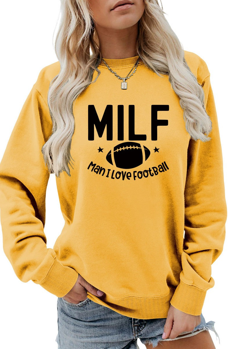 WOMEN MILF LETTER GAME DAY PRINTING PULLOVER TOP