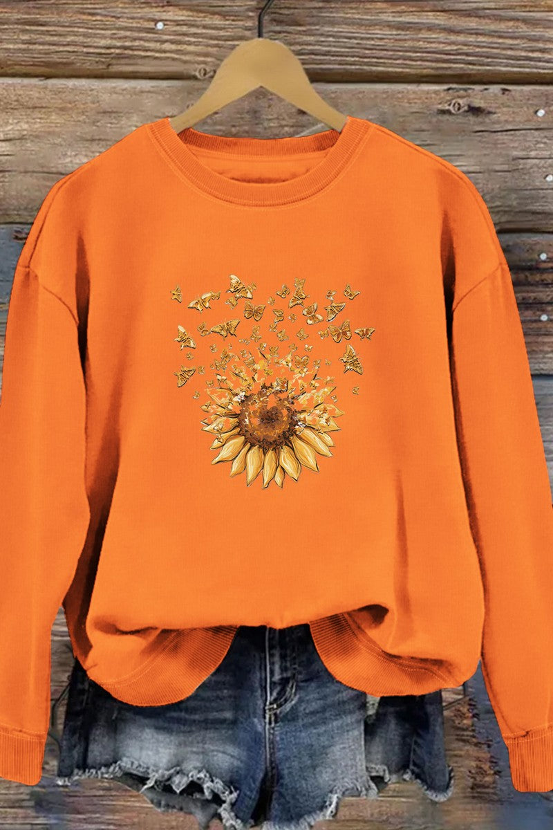 WOMEN SUNFLOWER PRINTING CUTE PULLOVER TEE