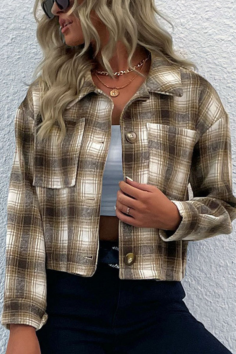 WOMEN PLAID BUTTON DOWN SHORT LENGTH SHACKET