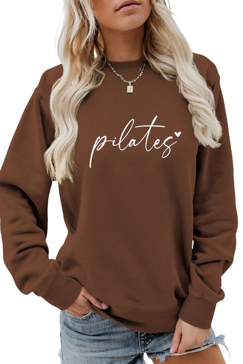 WOMEN LETTERING PRINTING LONG SLEEVE PULLOVER TOP