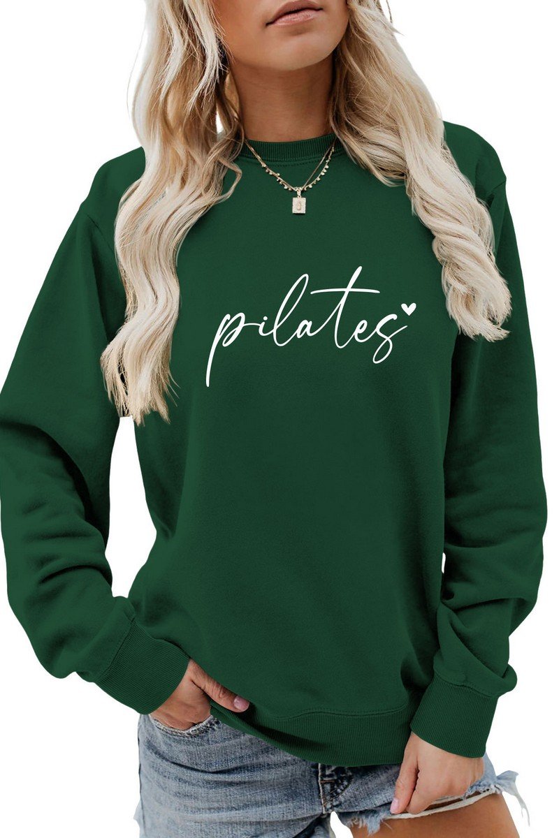 WOMEN LETTERING PRINTING LONG SLEEVE PULLOVER TOP