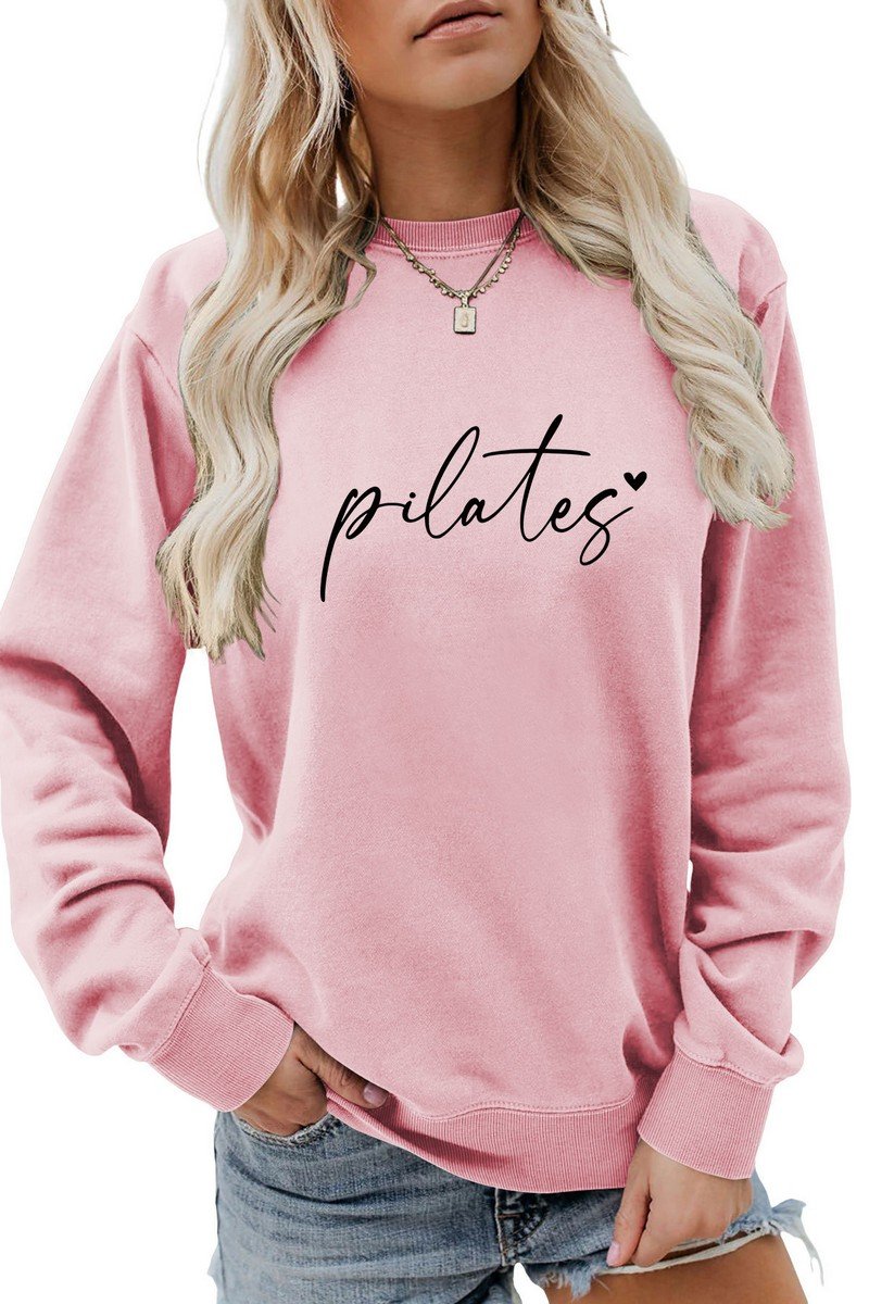 WOMEN LETTERING PRINTING LONG SLEEVE PULLOVER TOP