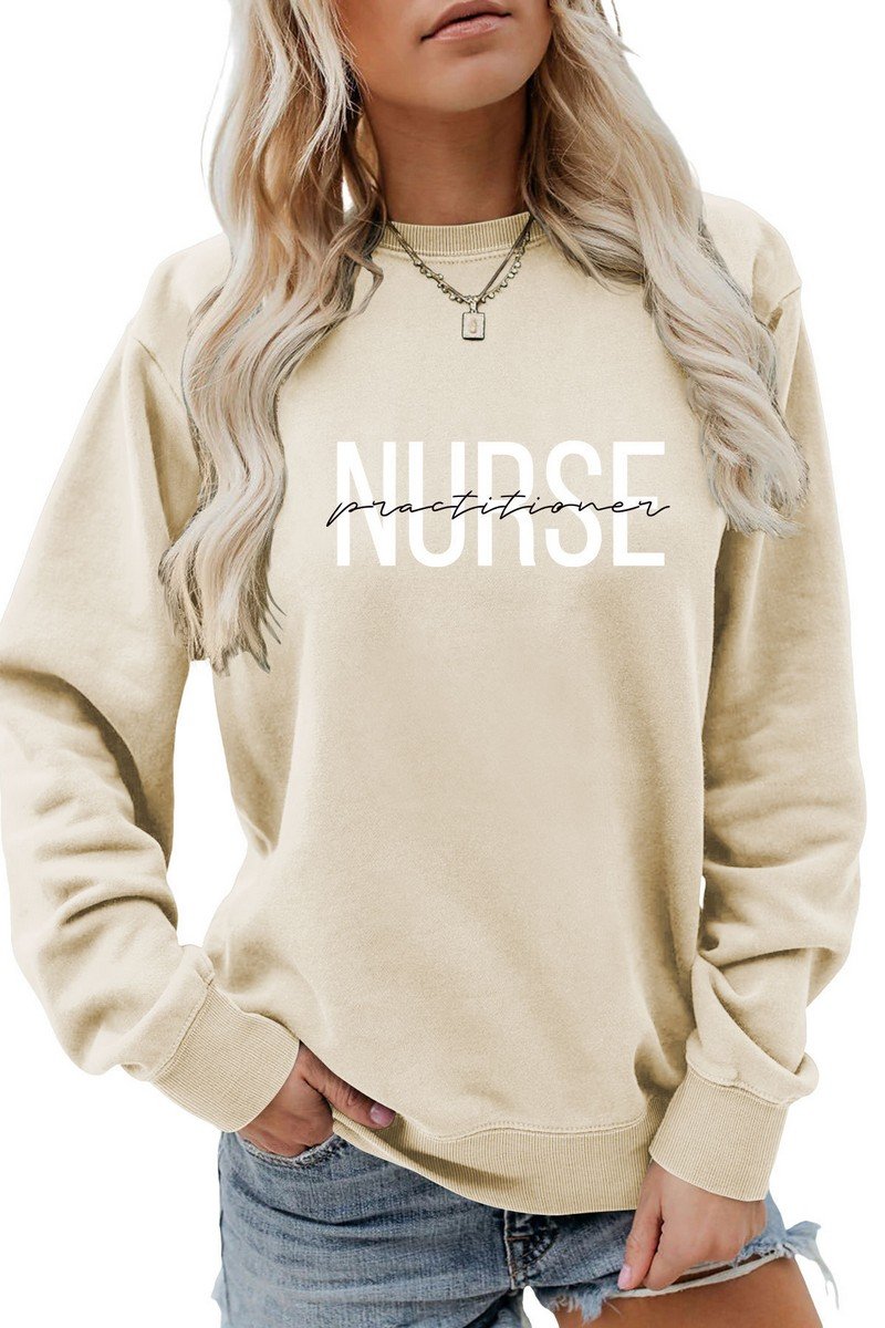 WOMEN NURSE LETTER PRINTING ROUND NECK PULLOVER