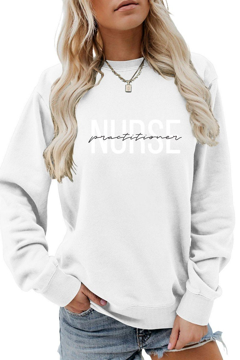 WOMEN NURSE LETTER PRINTING ROUND NECK PULLOVER