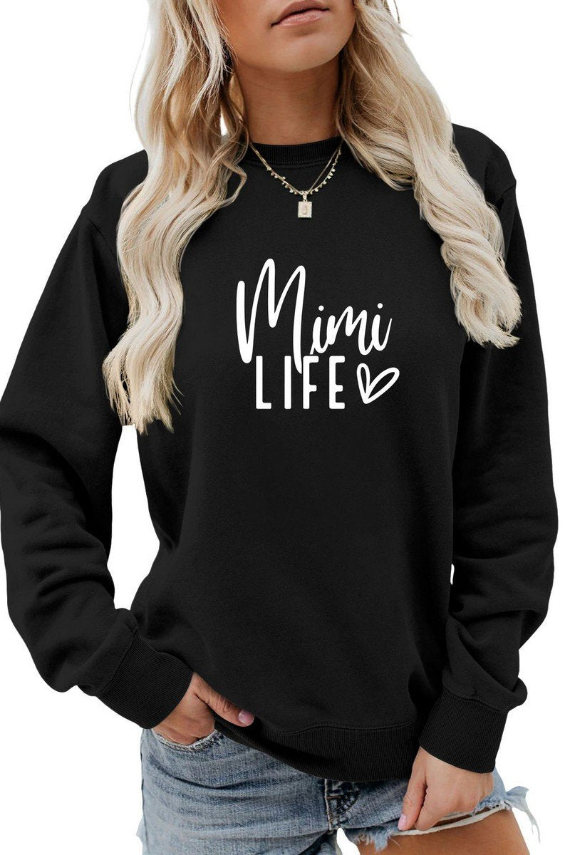 WOMEN CUTE LETTRING LONG SLEEVE PULLOVER TEE