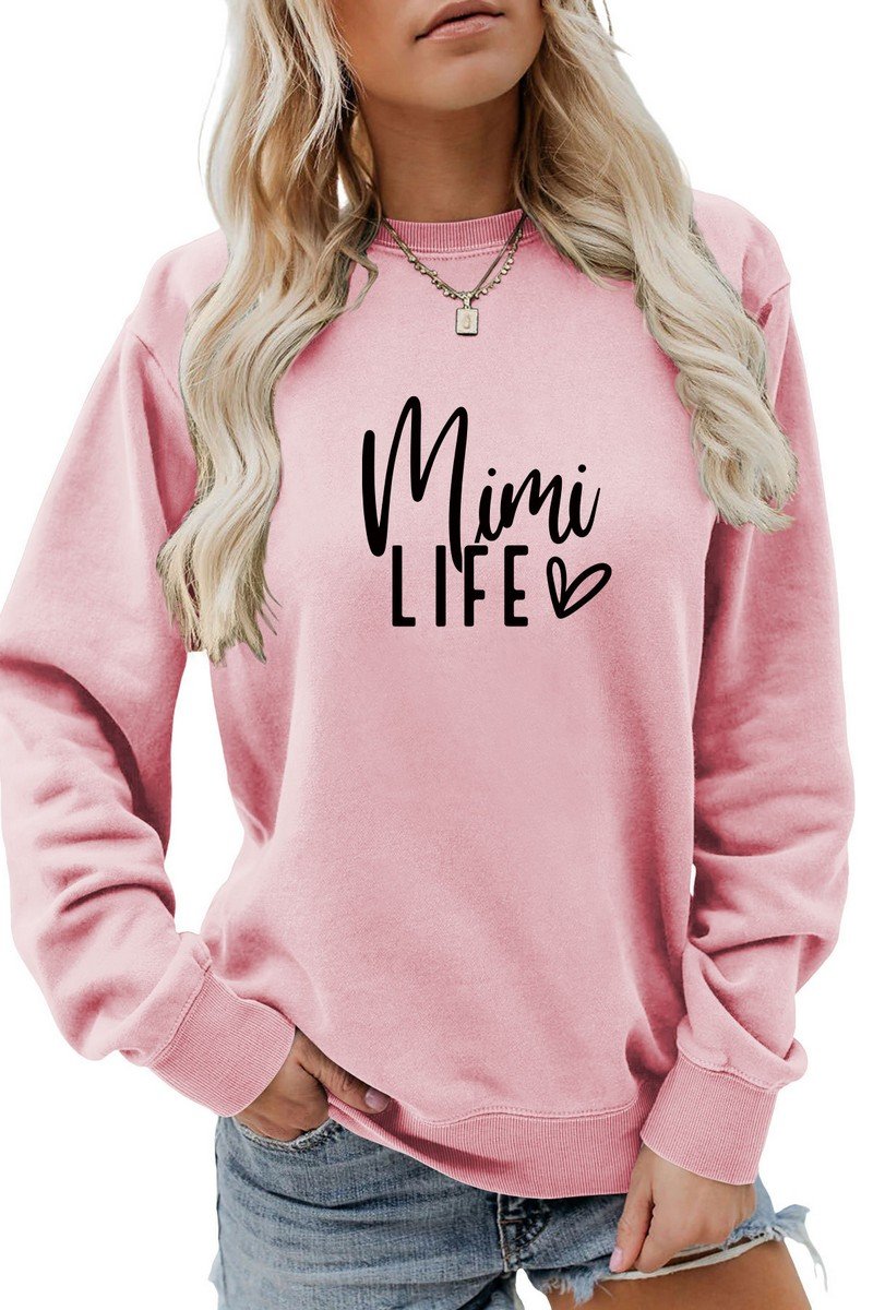 WOMEN CUTE LETTRING LONG SLEEVE PULLOVER TEE