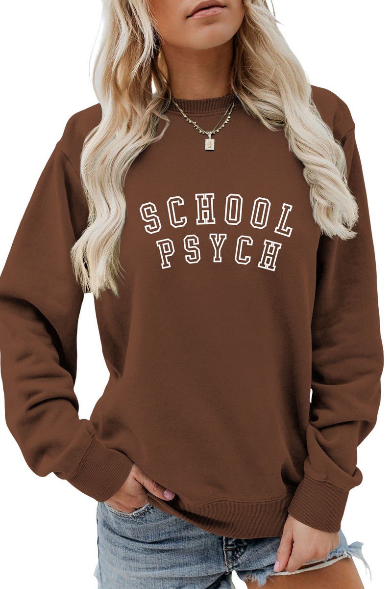 WOMEN SCHOOL PRINTING LONG SLEEVE PULLOVER TEE