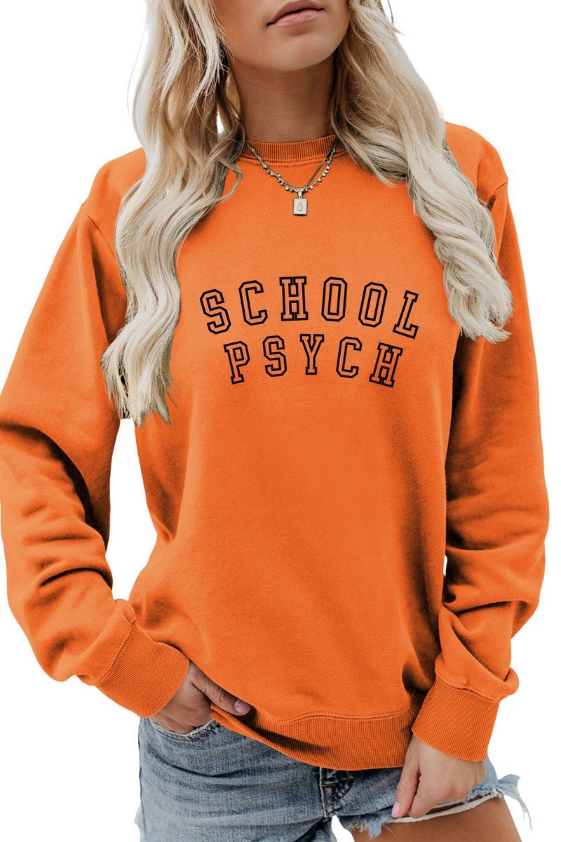 WOMEN SCHOOL PRINTING LONG SLEEVE PULLOVER TEE