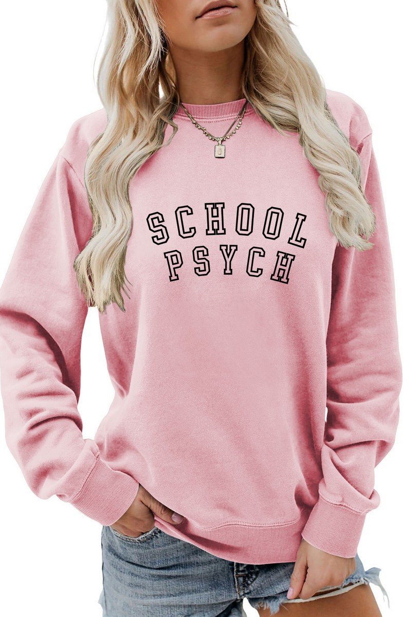 WOMEN SCHOOL PRINTING LONG SLEEVE PULLOVER TEE