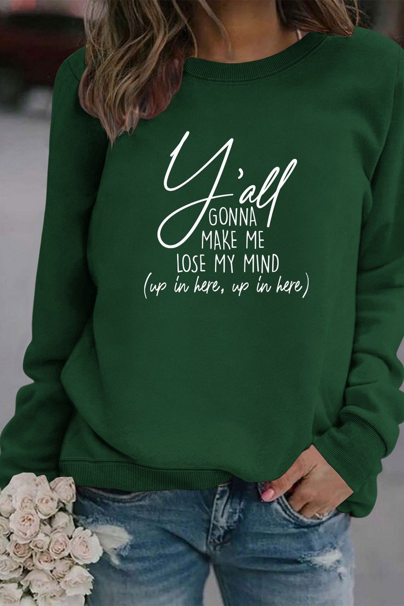 WOMEN LETTER PRINT LONG SLEEVE PULLOVER T SHIRT