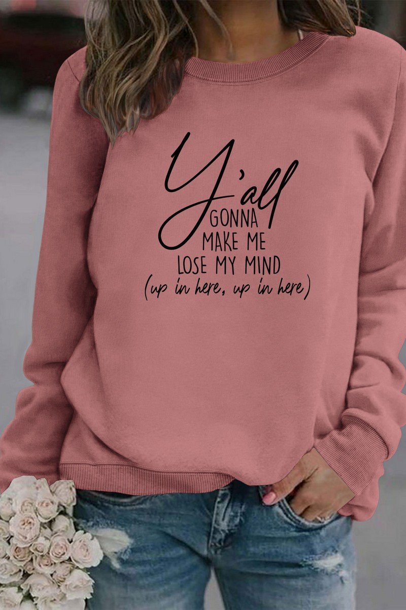 WOMEN LETTER PRINT LONG SLEEVE PULLOVER T SHIRT