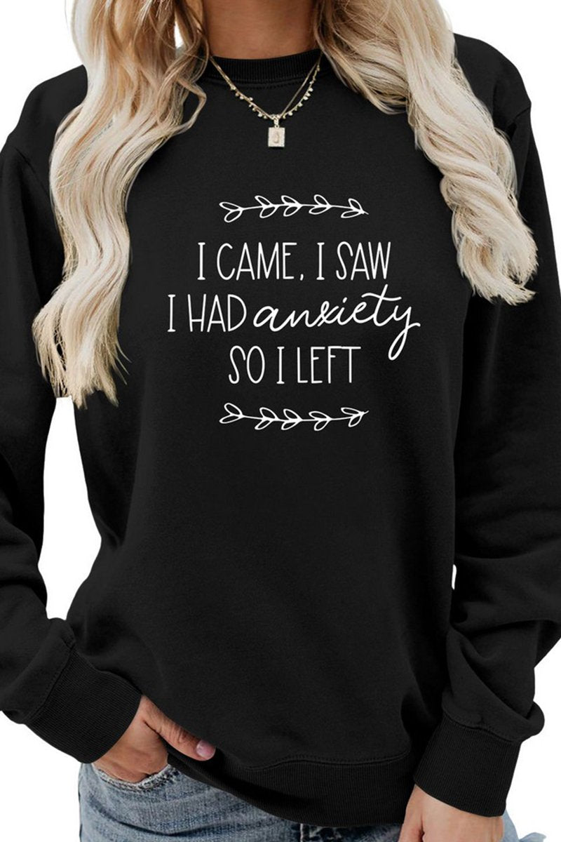 WOMEN LETTER PRINTING LONG SLEEVE PULLOVER TEE