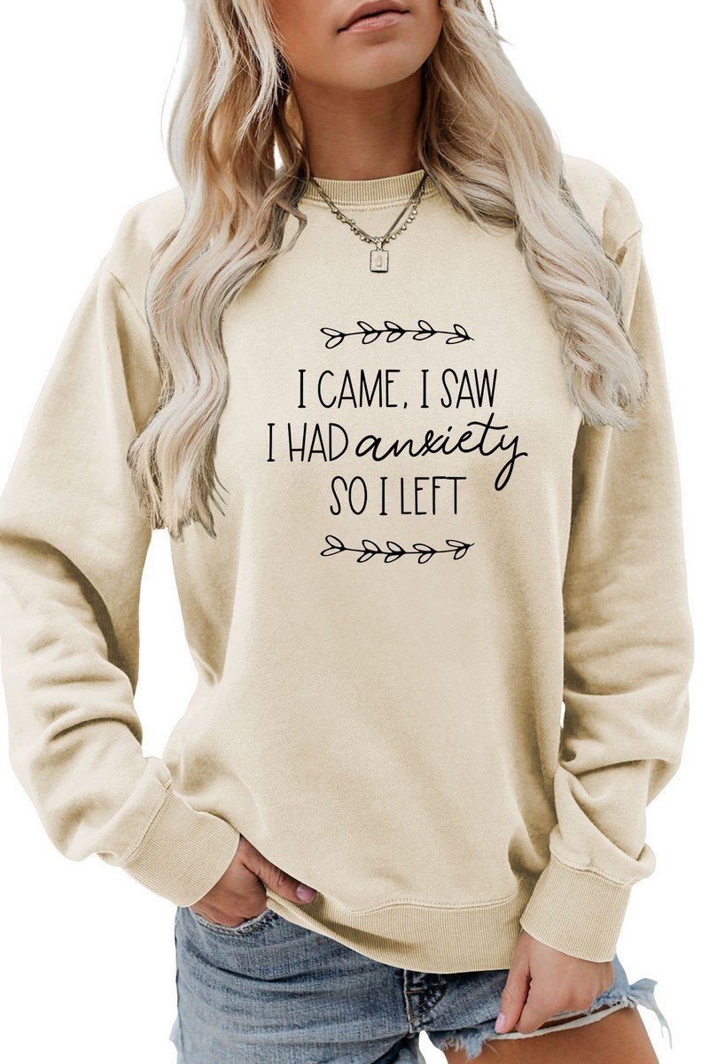 WOMEN LETTER PRINTING LONG SLEEVE PULLOVER TEE