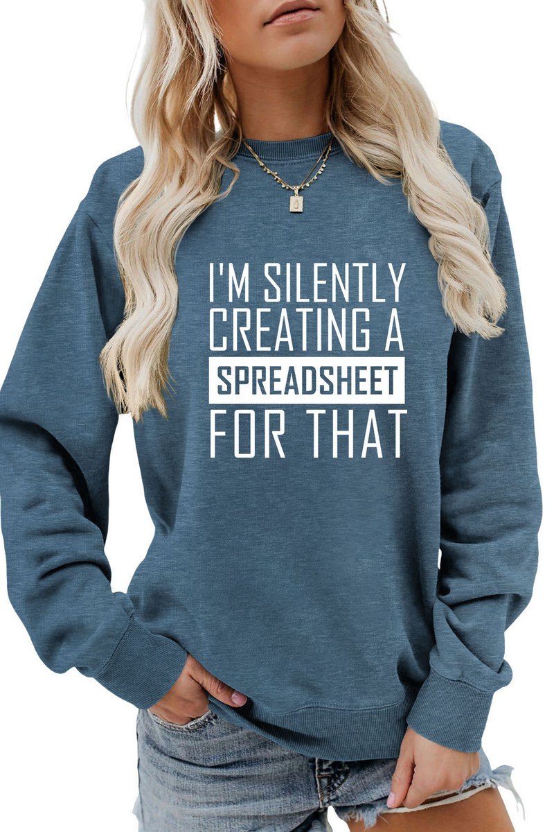 WOMEN CASUAL LETTER PRINTING LONG SLEEVE PULLOVER