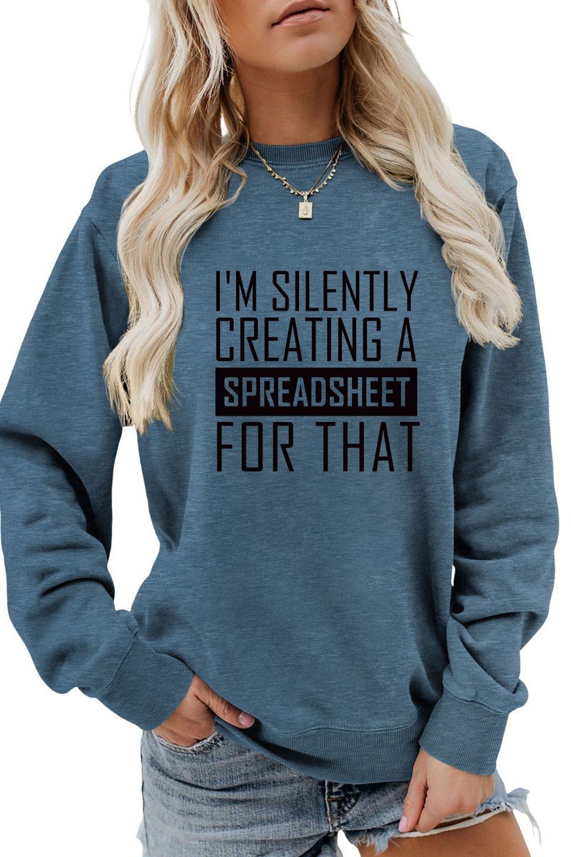 WOMEN CASUAL LETTER PRINTING LONG SLEEVE PULLOVER