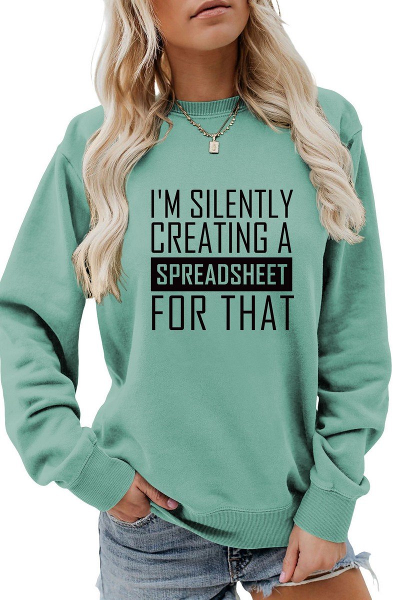 WOMEN CASUAL LETTER PRINTING LONG SLEEVE PULLOVER