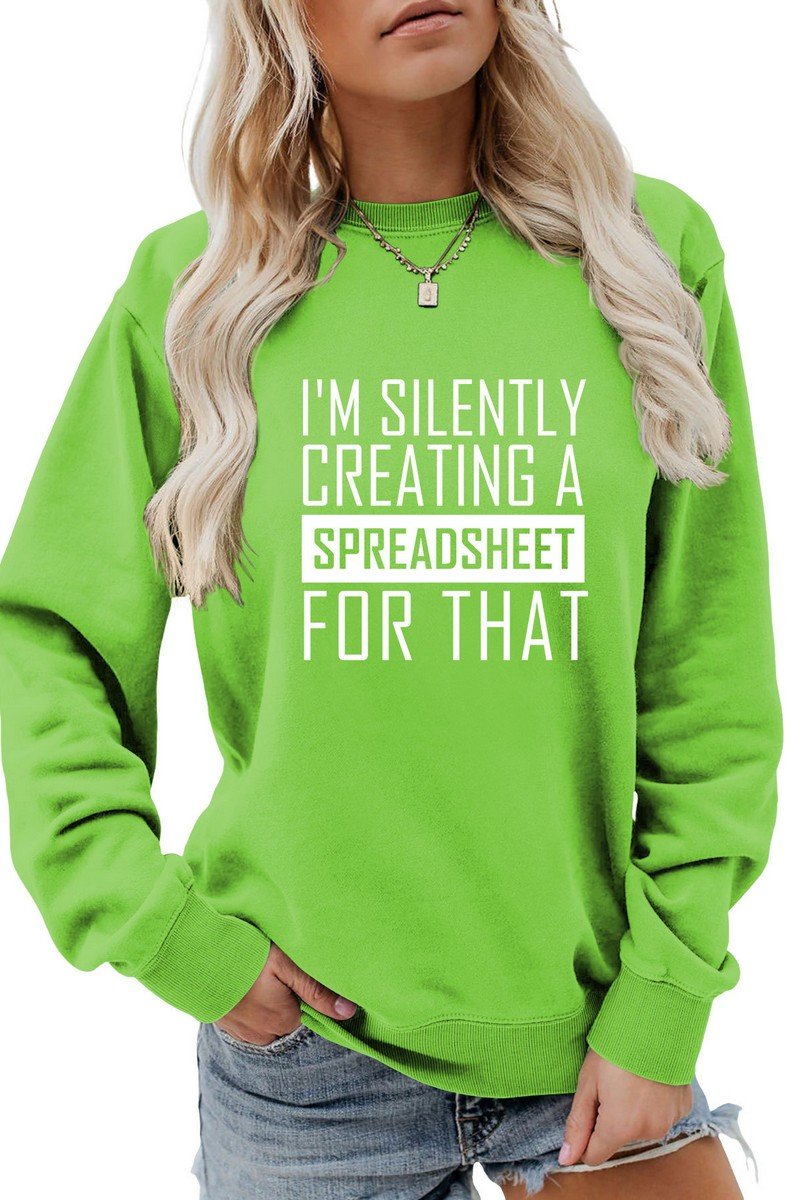 WOMEN CASUAL LETTER PRINTING LONG SLEEVE PULLOVER