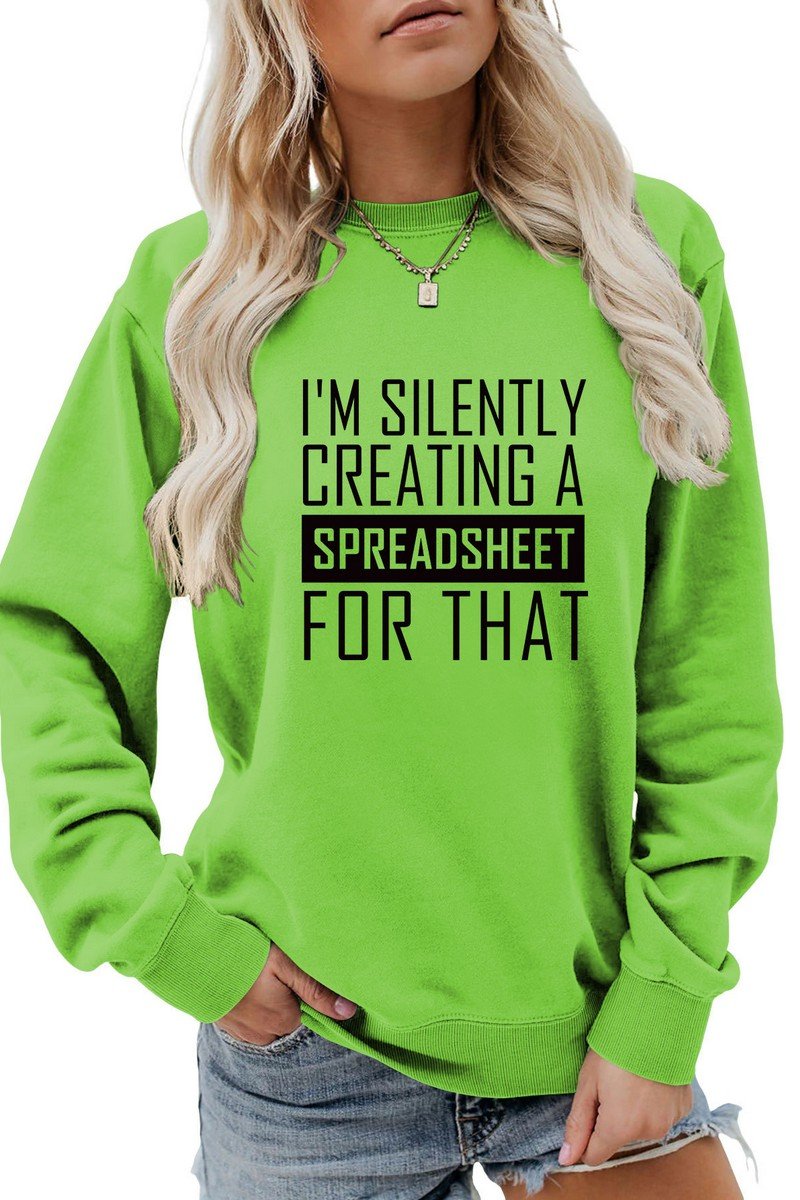 WOMEN CASUAL LETTER PRINTING LONG SLEEVE PULLOVER