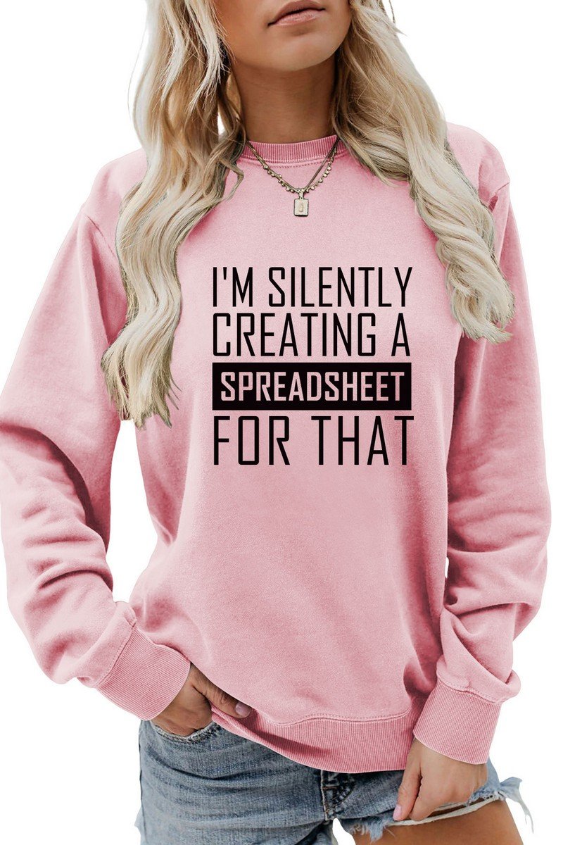 WOMEN CASUAL LETTER PRINTING LONG SLEEVE PULLOVER