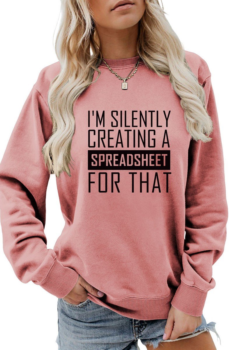 WOMEN CASUAL LETTER PRINTING LONG SLEEVE PULLOVER