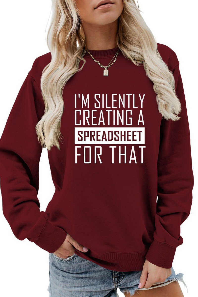 WOMEN CASUAL LETTER PRINTING LONG SLEEVE PULLOVER