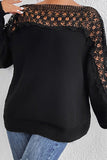 WOMEN ELEGANT LACE TRIM LONG SLEEVE SEXY T SHIRT