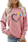 WOMEN HEART PRINTING LONG SLEEVE FALL WINTER TEE