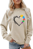 WOMEN HEART PRINTING LONG SLEEVE FALL WINTER TEE