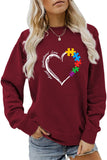 WOMEN HEART PRINTING LONG SLEEVE FALL WINTER TEE