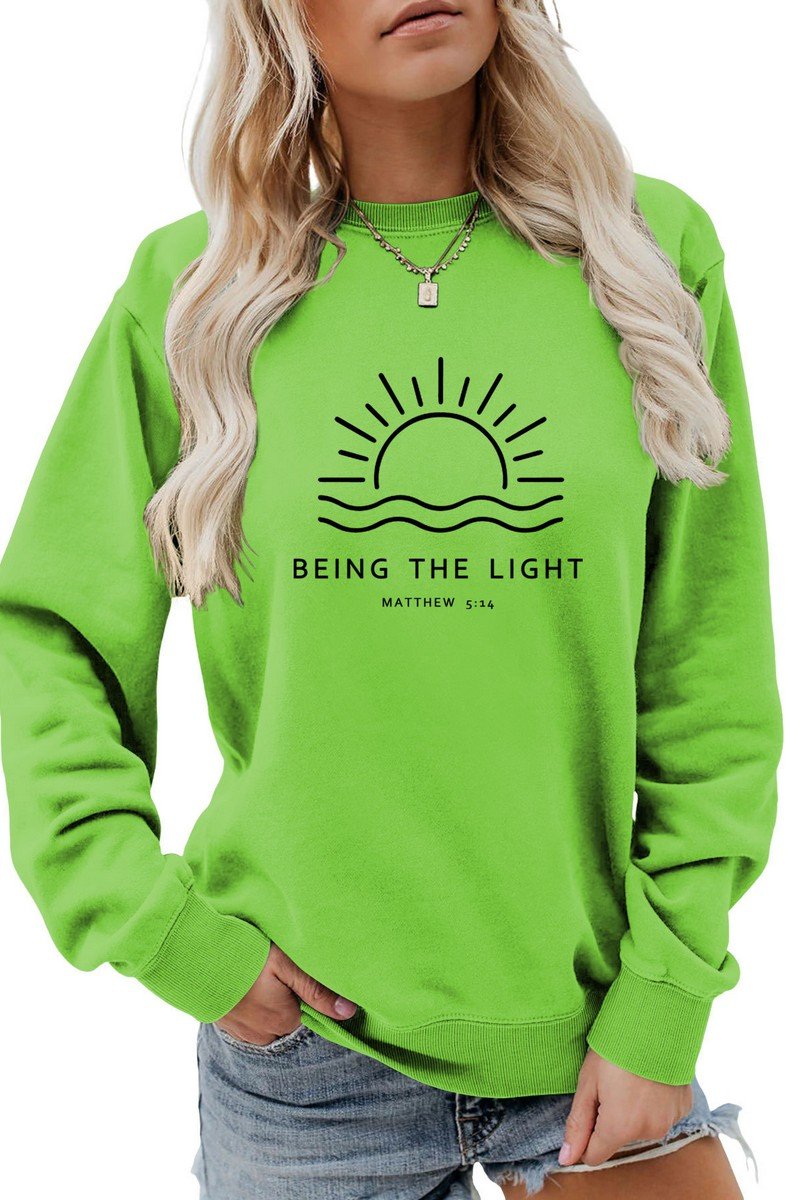 WOMEN SUN PRINTING CREW NECK LONG SLEEVE PULLOVER