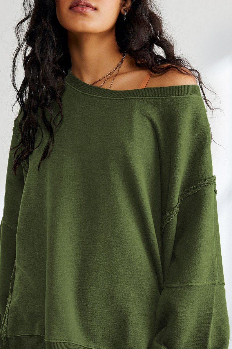 WOMEN OVERSIZED LOOSE FIT LONG SLEEVE JUMPER TOP