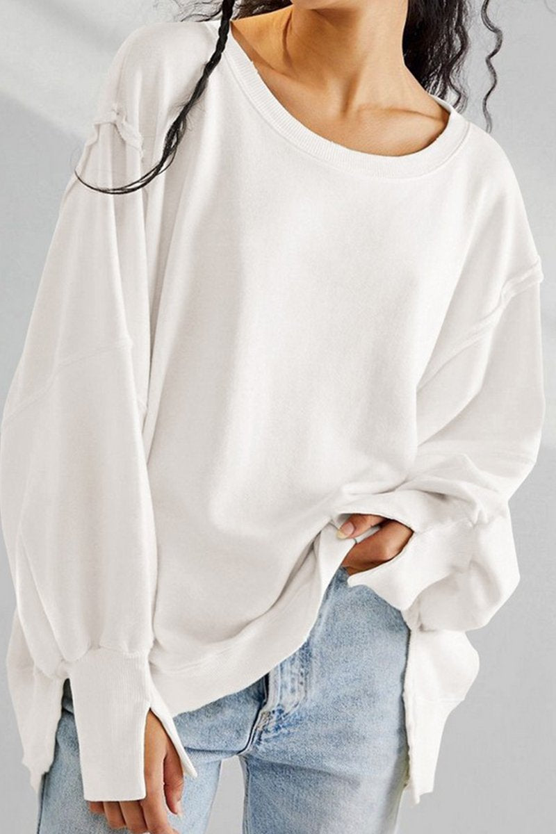 WOMEN OVERSIZED LOOSE FIT LONG SLEEVE JUMPER TOP