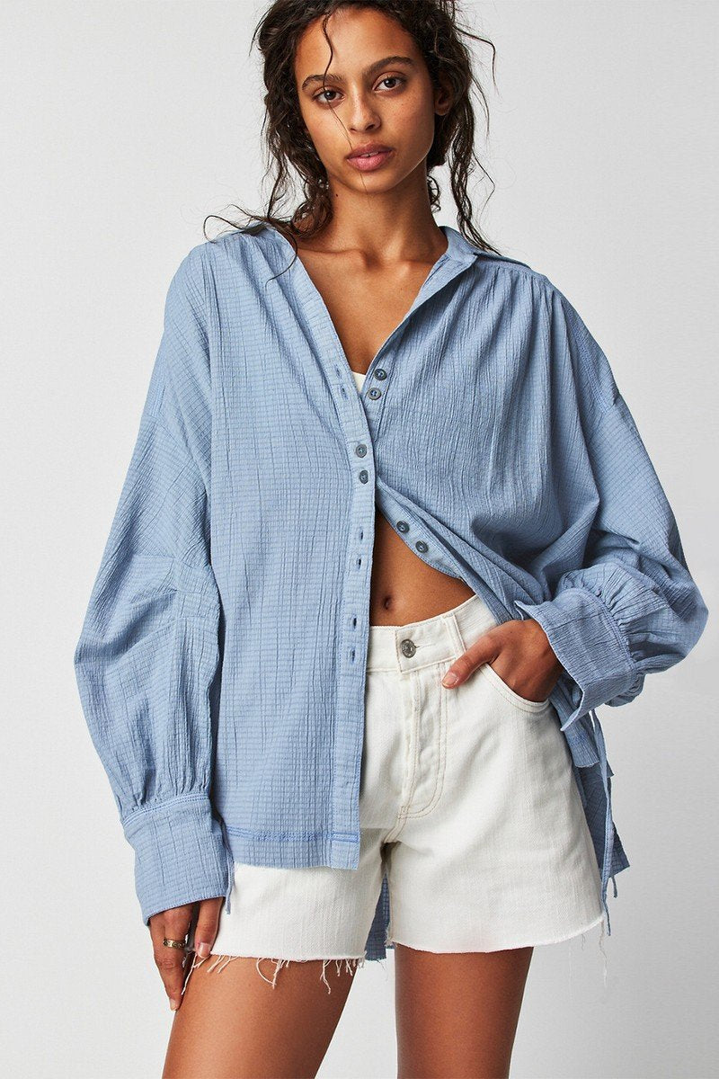 WOMEN LIGHTWEIGHT OVERSIZED LOOSE FIT COZY SHIRTS