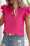 WOMEN PETAL SLEEVE ROSE T SHIRT - Doublju