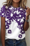 WOMEN FLORAL PRINTING SHORT SLEEVE CASUAL T SHIRT