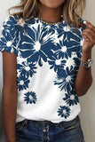 WOMEN FLORAL PRINTING SHORT SLEEVE CASUAL T SHIRT