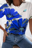 WOMEN FLORAL PRINTING DAILY SHORT SLEEVE T SHIRT