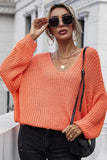 PULLOVER V NECK SOLID COLOR SWEATER - Doublju