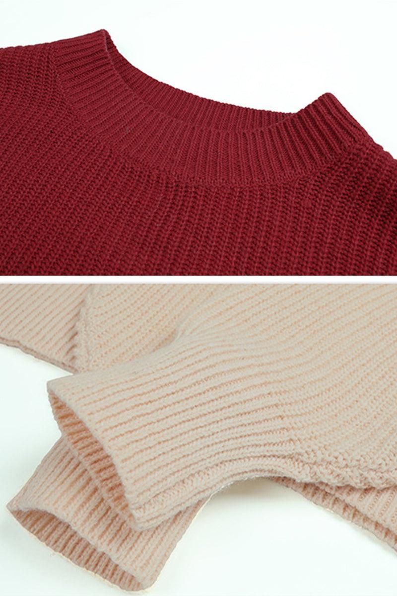 KNITWEAR ROUND NECK LONGSLEEVE SWEATER - Doublju