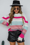 WOMENS COLOR STRIPE SWEATER TOP - Doublju