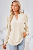 WOMEN V NECK JACQUARD LOOSE FIT TEE - Doublju