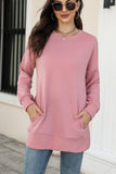 WOMEN CREW NECK LONG LENGTH PULLOVER TOP