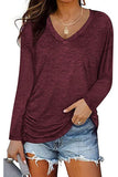 WOMEN RIBBED V NECK LIGHTWEIGHT COMFY TEE SHIRT