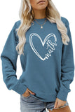 WOMEN HEART PRINTING CASUAL ROUND NECK PULLOVER