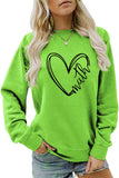 WOMEN HEART PRINTING CASUAL ROUND NECK PULLOVER