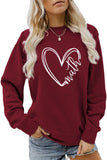 WOMEN HEART PRINTING CASUAL ROUND NECK PULLOVER