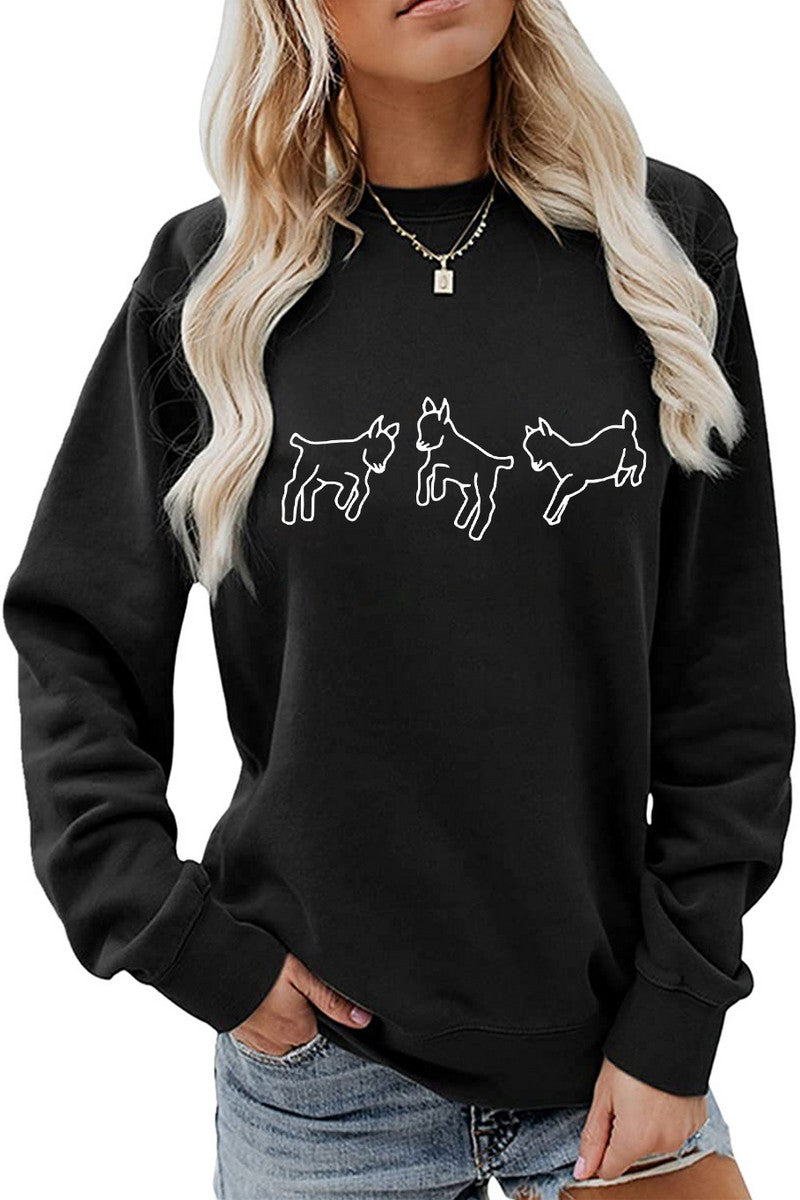 WOMEN CUTE PRINTING LONG SLEEVE FW PULLOVER TEE