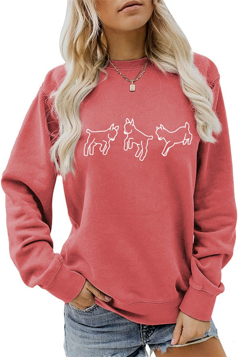 WOMEN CUTE PRINTING LONG SLEEVE FW PULLOVER TEE