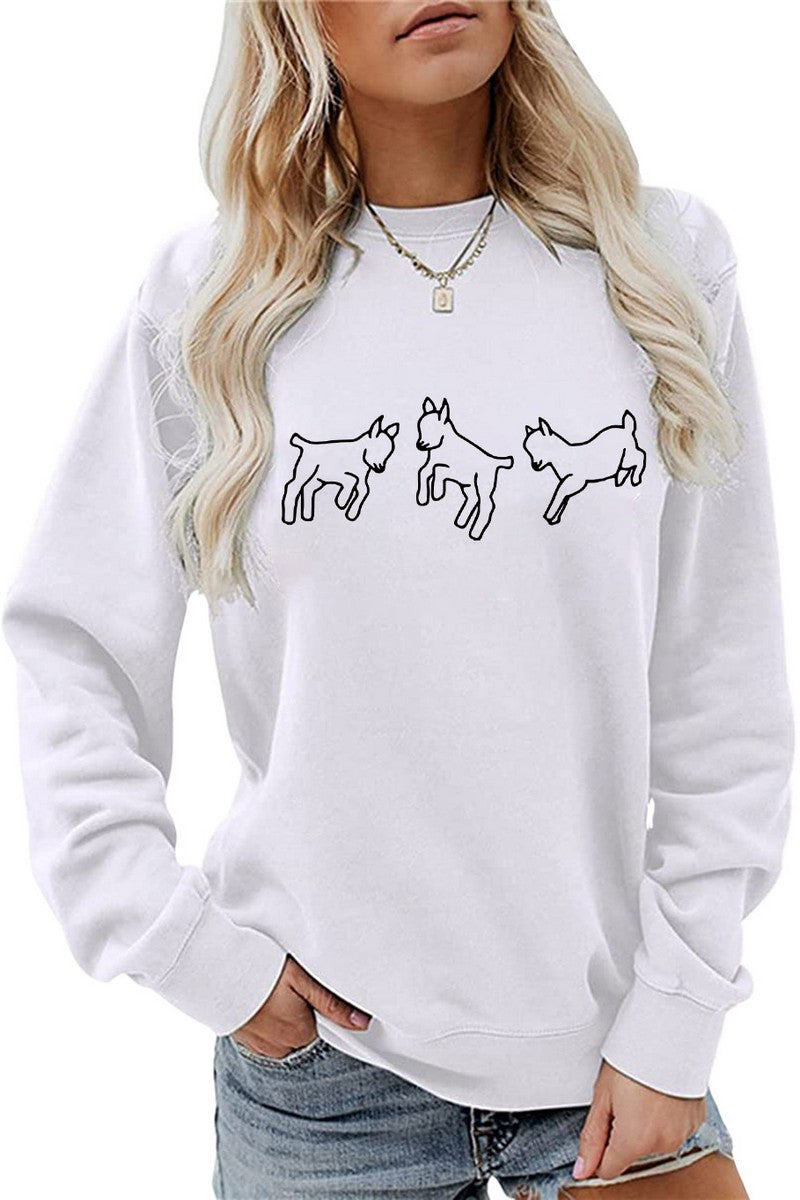 WOMEN CUTE PRINTING LONG SLEEVE FW PULLOVER TEE